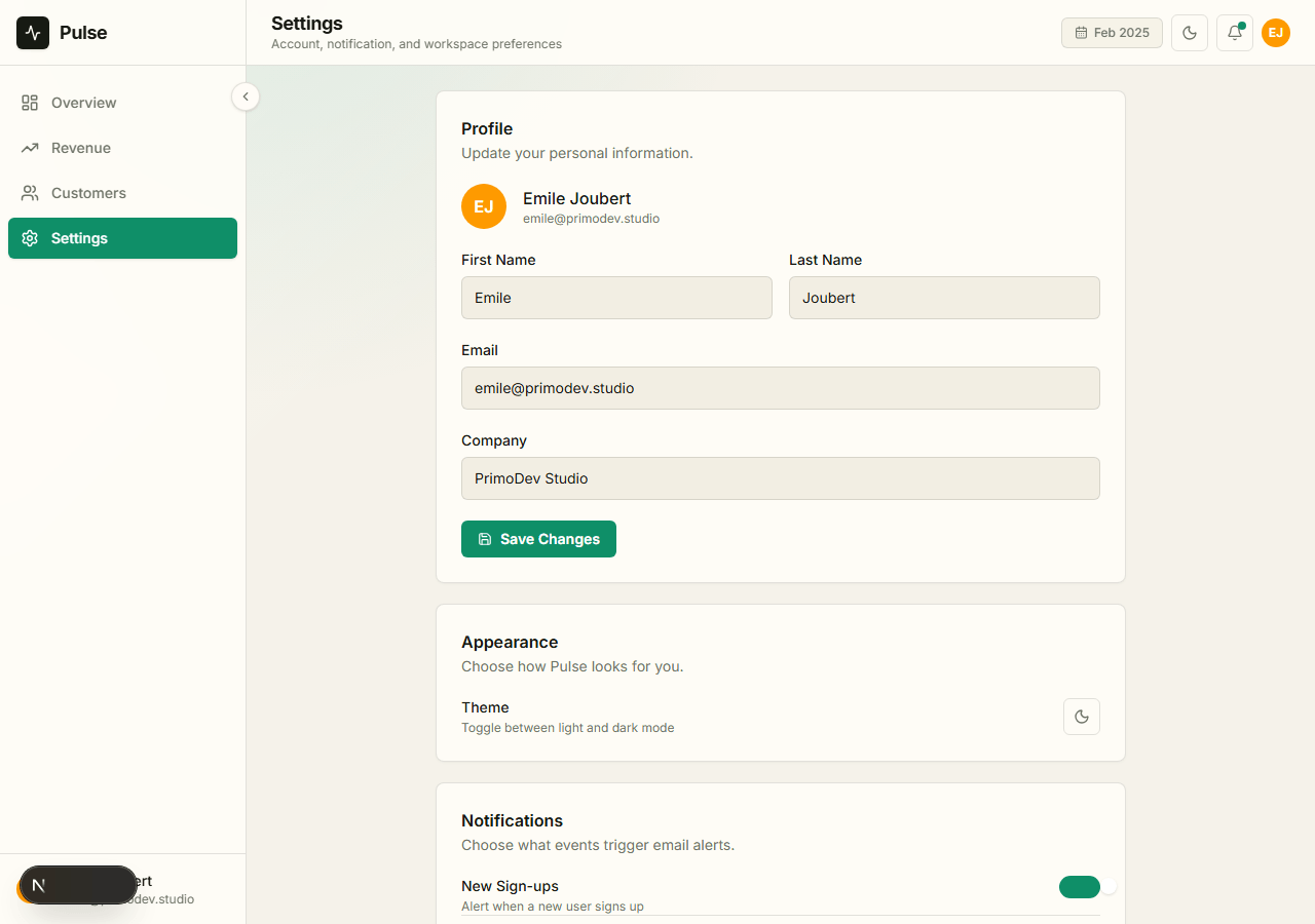 Pulse Dashboard screenshot